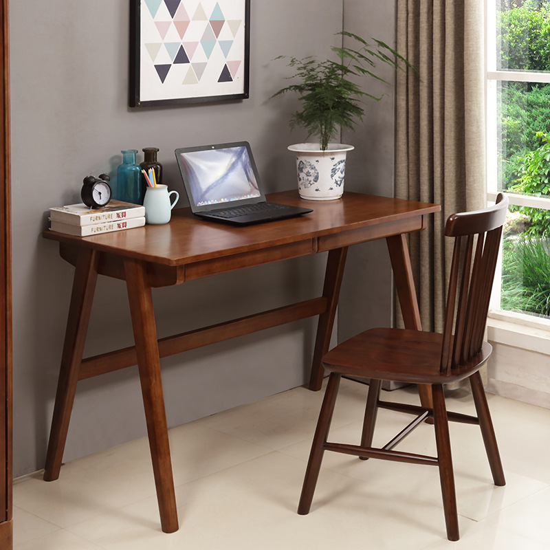 All solid wood laptop desk home bookshelf with drawer desk wholesale student Nordic desk