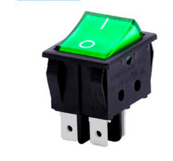 按键开关 电源开关船形开关船型开关 6脚2档带灯红绿色 KCD4-202N