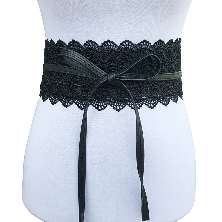 Кружевной пояс с пряжкой, ремешок из PU, широкий пояc- Corset стиль в европейском стиле, 210 см, многоцветный