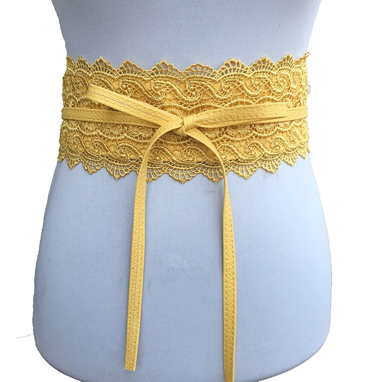 Кружевной пояс с пряжкой, ремешок из PU, широкий пояc- Corset стиль в европейском стиле, 210 см, многоцветный