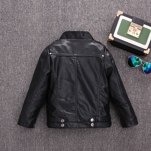 Children's leather jacket 2024 new children's jacket Korean style pu leather jacket for boys and girls stand collar children's leather jacket manufacturer
