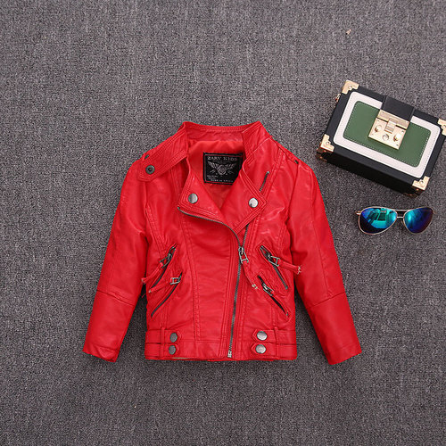 Children's leather jacket 2024 new children's jacket Korean style pu leather jacket for boys and girls stand collar children's leather jacket manufacturer