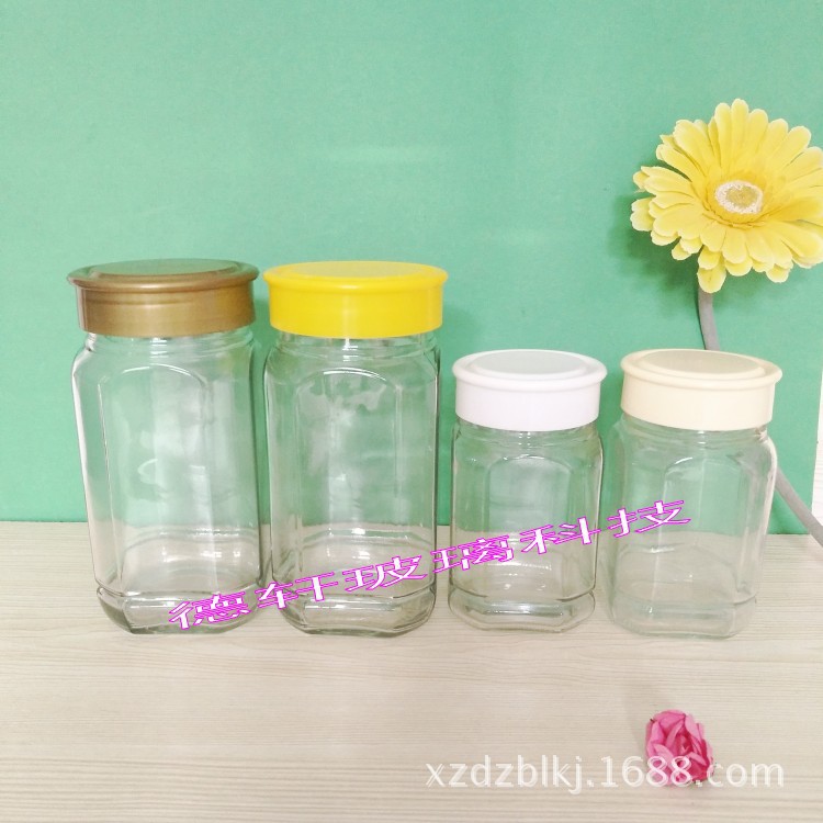 蜂蜜玻璃瓶批发 一斤装2斤装八角蜂蜜罐头瓶 500g1000g蜂蜜瓶带盖