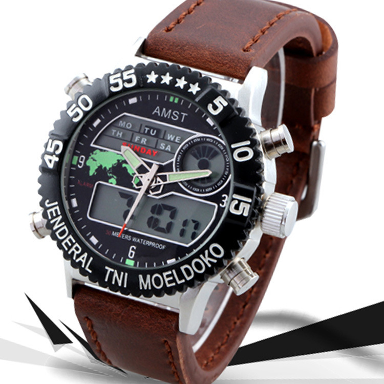 Amst Sports Outdoor Retro Watch Waterproof Dual Display Multi-Function Belt Men's Digital Watch