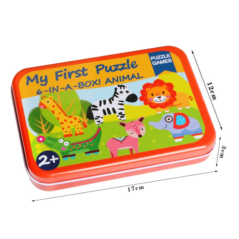 Children's Intellectual Early Early Early Toy Six -in -Big Animal Traffic irregular wooden plane puzzles