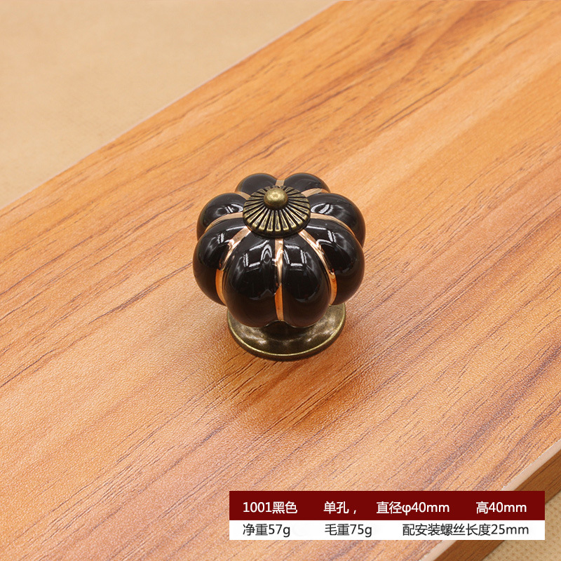 Colorido de cerámica manija de la puerta del gabinete de los muebles manija de la calabaza de dibujos animados pastoral moderno simple manija del cajón del gabinete