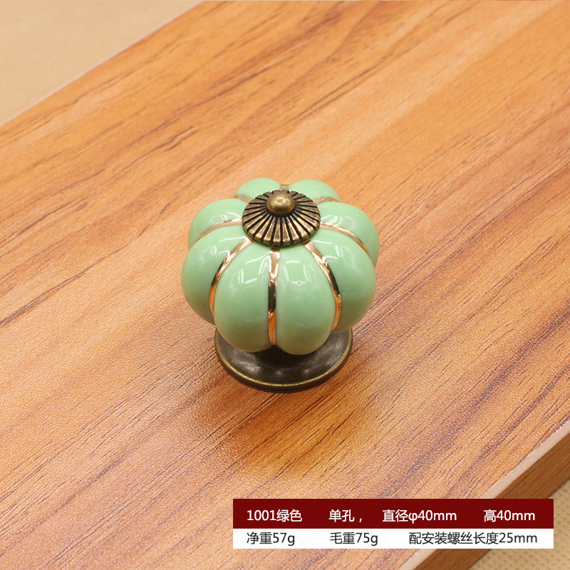 Colorido de cerámica manija de la puerta del gabinete de los muebles manija de la calabaza de dibujos animados pastoral moderno simple manija del cajón del gabinete