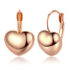 Fashionable accessory, glossy metal earrings heart-shaped, Korean style, wholesale, simple and elegant design