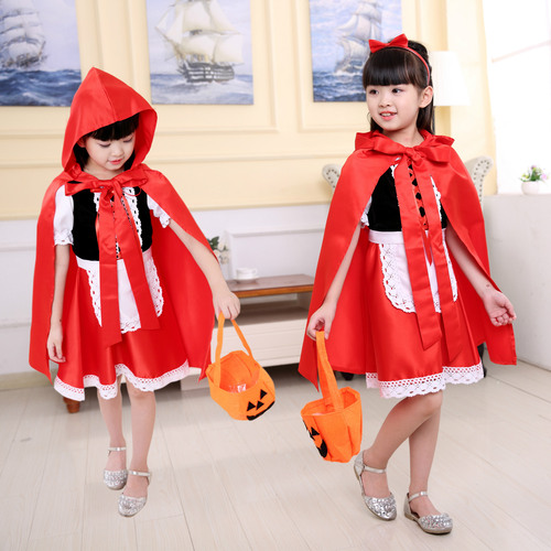 Halloween Little Red Riding Hood Costume Princess Dress Christmas Children Cosplay Performance Masquerade Party Female Fairy Tale