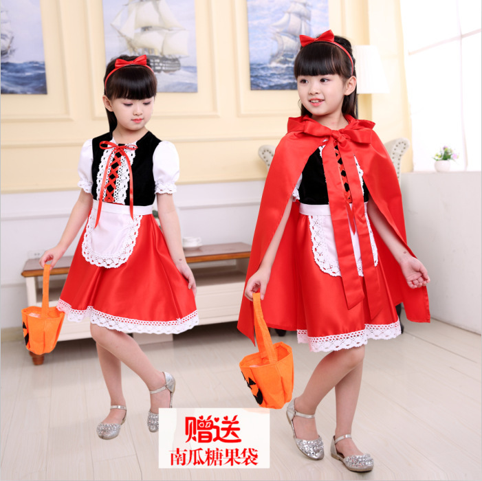Halloween Little Red Riding Hood Costume Princess Skirt Christmas Kidsren Cosplay Performance Masquerade Girl Tale