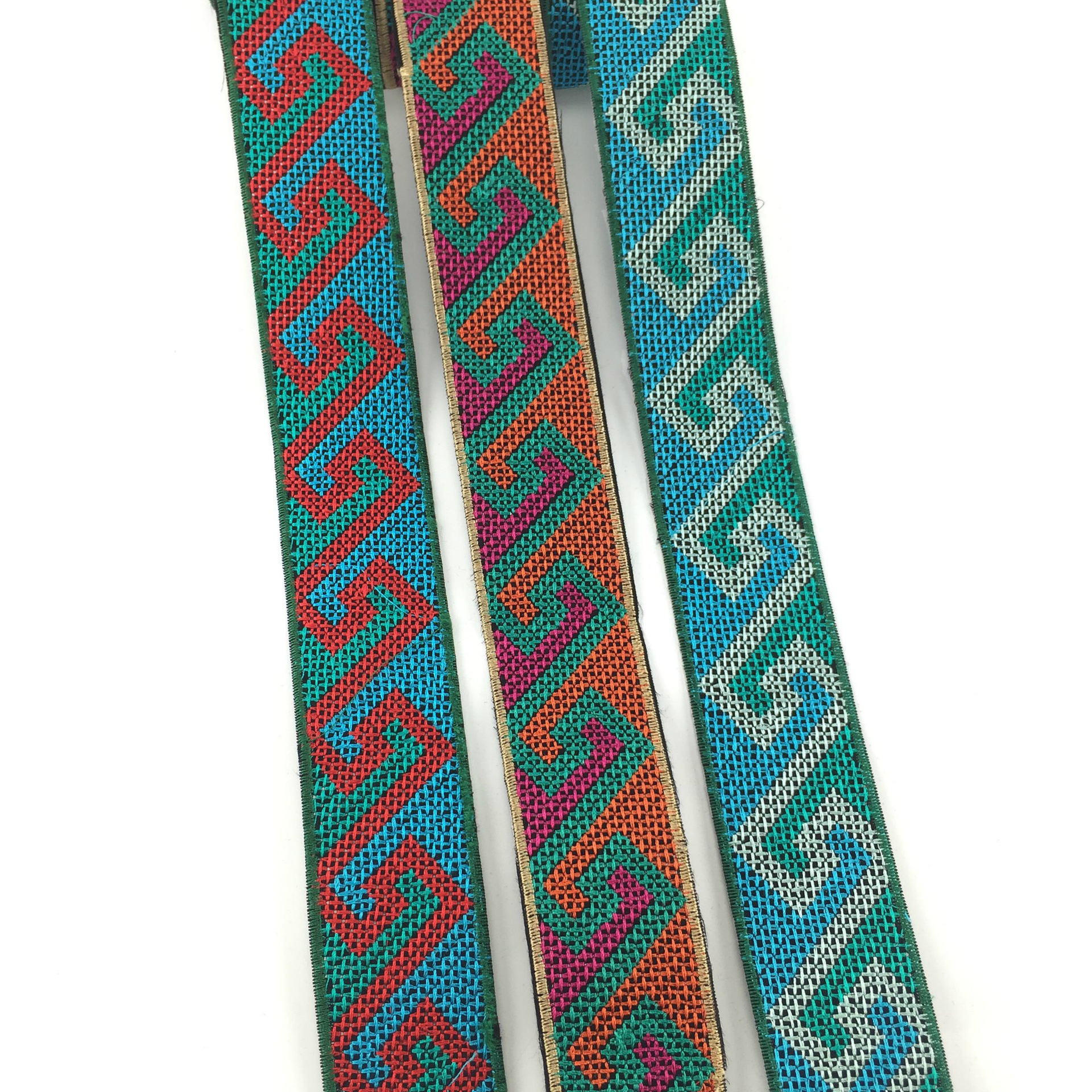 刺绣条码提花织带 箱包窗帘服装铺料花边 民族电脑刺绣花边 批发