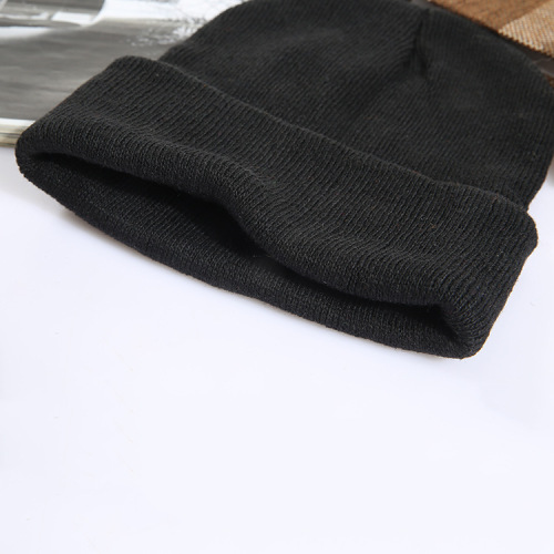 Black cold hat blank knitted hat men's hat foreign trade light plate polyester hat woolen hat polyester knitted hat