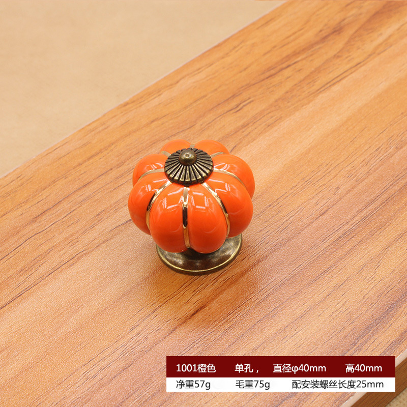 Colorido de cerámica manija de la puerta del gabinete de los muebles manija de la calabaza de dibujos animados pastoral moderno simple manija del cajón del gabinete