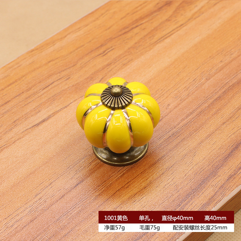 Colorido de cerámica manija de la puerta del gabinete de los muebles manija de la calabaza de dibujos animados pastoral moderno simple manija del cajón del gabinete