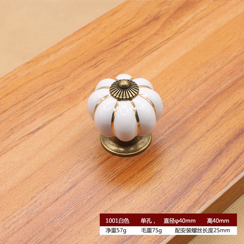 Colorido de cerámica manija de la puerta del gabinete de los muebles manija de la calabaza de dibujos animados pastoral moderno simple manija del cajón del gabinete