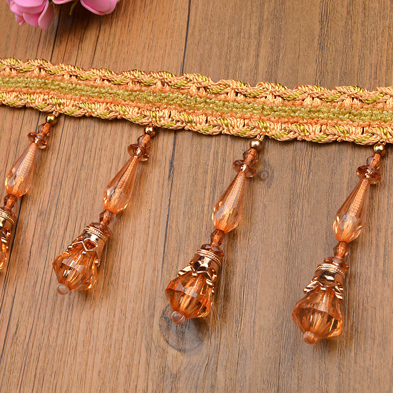 （科腾）厂家直供窗帘花边水晶珠子吊坠流苏装饰辅料 花帽水滴钻