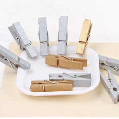 Gold silver photo clip photo clip wooden small clip small wooden clip photo wall hanging decoration wall hanging