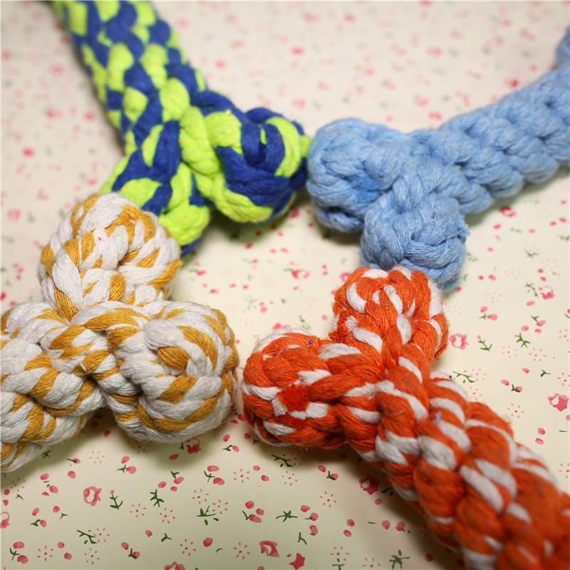 Fábrica personalizada cuerda de algodón para mascotas hueso tejido pulido palo diente limpieza juguete para mascotas en stock al por mayor cachorro perro juguete