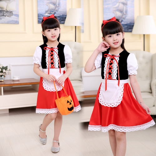 Halloween Little Red Riding Hood Costume Princess Dress Christmas Children Cosplay Performance Masquerade Party Female Fairy Tale