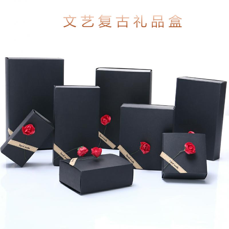 现货牛皮纸盒文艺中国风抽屉盒折叠盒批发通用纸盒包装盒口红礼盒
