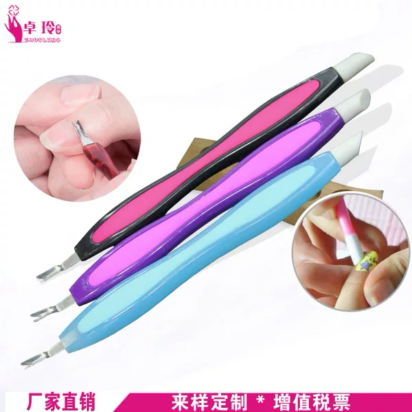 Nail Art Tools, Cuticle Pusher, Dual-Purpose V-Shaped Cuticle Scraper, Multifunctional Hangnail Remover, Plastic Handle Cuticle Scissors
