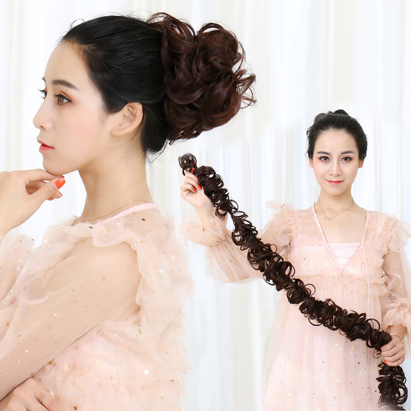 Wig Girl's Hair Pack Wrapping Hair Loop Bride's Hair Caterpillar Long Curl Hair Piece Hair Strip Flower Bud Ball Head Wig Girl's Hair Pack Wrapping Hair Loop Bride's Hair Caterpillar Long Curl Hair Piece Hair Strip Flower Bud Ball Head