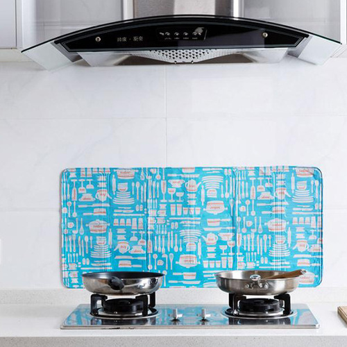 Printed large kitchen oil baffle for cooking, heat insulation, anti-splash oil barrier, high temperature resistant aluminum foil single stove