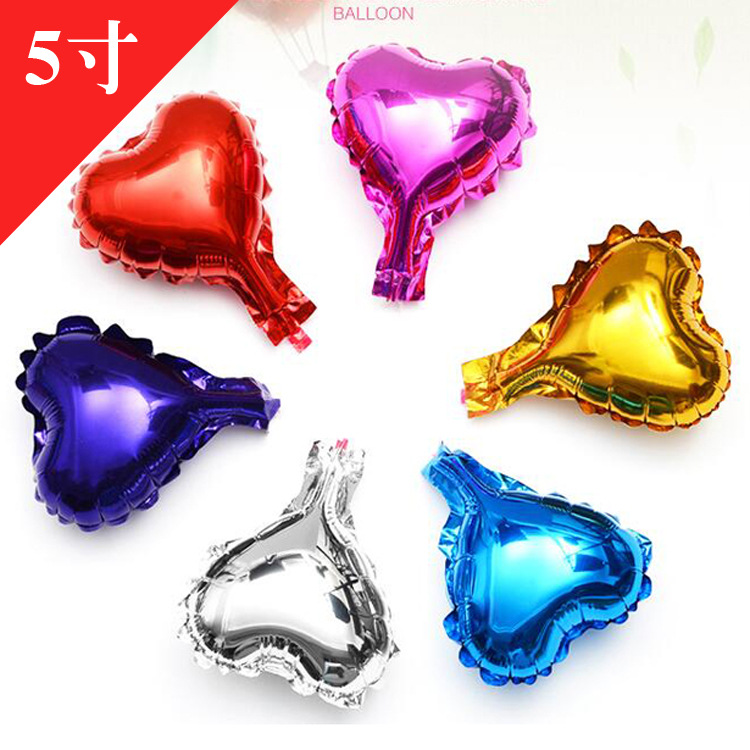 Holiday wedding party decoration atmosphere decoration supplies 5-inch small size love aluminum foil balloon heart-shaped aluminum film gas