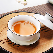 直销批发定窑哑光盖碗茶杯 陶瓷三才碗脂白粉青茶备支持LOGO印制