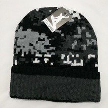 冬季新款迷彩帽加厚针织帽保暖毛线帽子时尚迷彩卷边帽子厂家批发