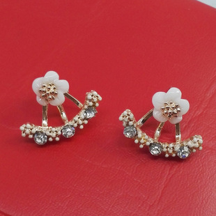 155-3 Cross-border Resources Ear Needle Korean Style Daisy Flower Rear Hanging Ear Studs Trendy Ear Allergy Jewelry Earrings