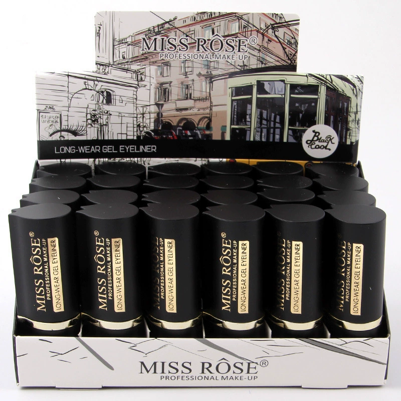 Карандаш-лайнер Miss Rose крем-гель, матовый водостойчивый одноцветный, стойкий черный, 0.02 кг