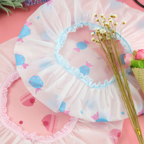 Stylish thickened waterproof shower cap, bathing, makeup and care cap, kitchen fume-proof hat, PVC shower cap