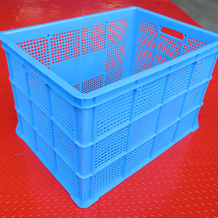 厂家直销 网格塑料周转筐 蓝色服装运输塑料框 甘肃水果蔬菜筐
