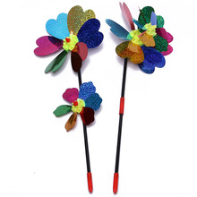 七彩亮片上下风车塑料彩色传统广场地摊热卖儿童户外益智玩具礼物