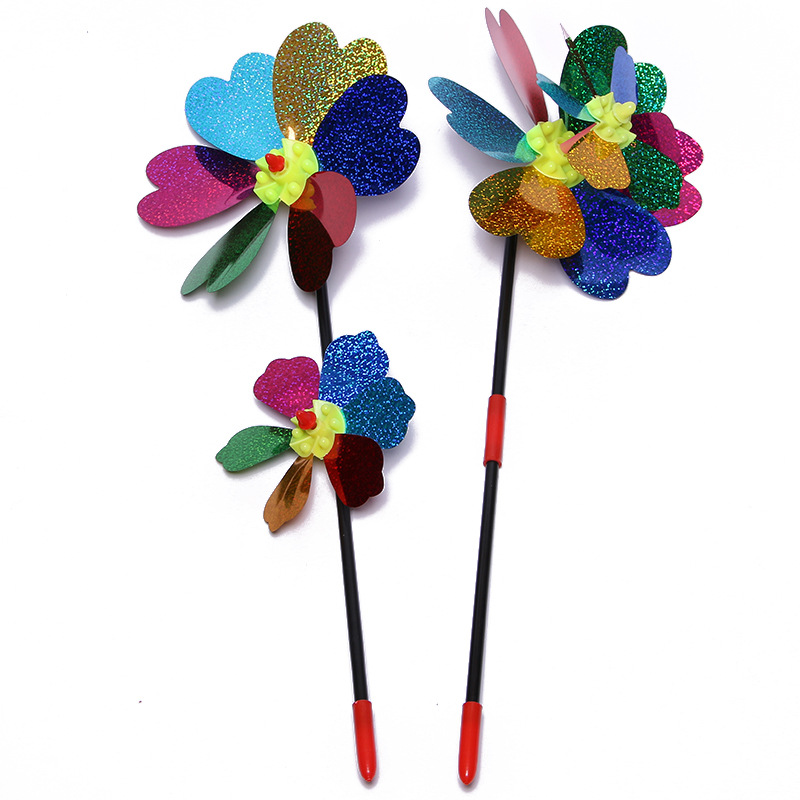 七彩亮片上下风车塑料彩色传统广场地摊热卖儿童户外益智玩具礼物