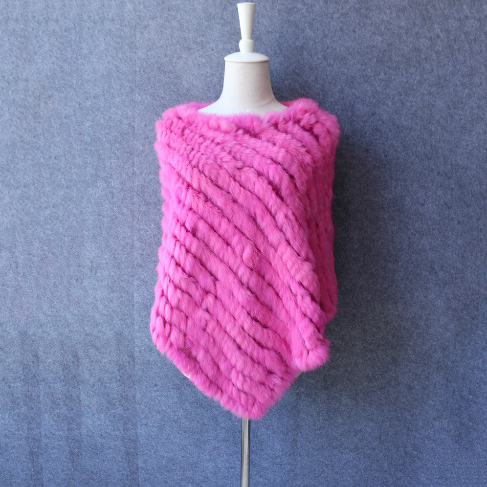 Châle-cape/écharpe en fourrure véritable de lapin tissée pour femme, cache-cou, pull triangulaire en fourrure véritable, commerce extérieur_voghion.com