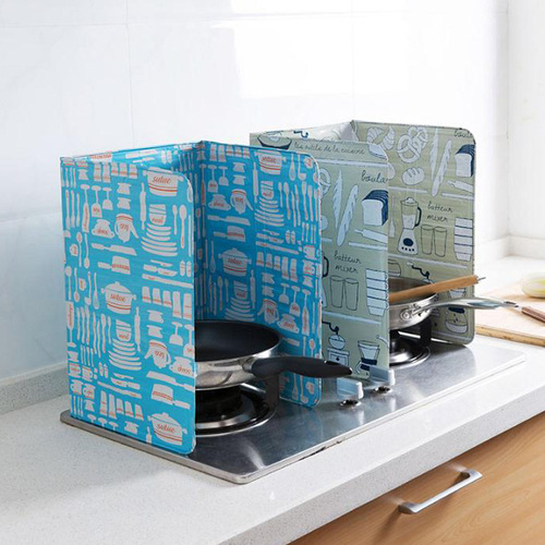 Printed large kitchen oil baffle for cooking, heat insulation, anti-splash oil barrier, high temperature resistant aluminum foil single stove