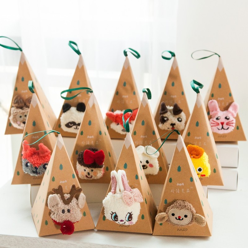 Japanese Style Christmas Stall Socks Embroidered Stereo Home Coral Fleece Cartoon Thickened Towel Floor Half Velvet Women's Socks