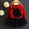 Lace cartoon swan, small princess costume, dress, autumn, children's clothing, Korean style