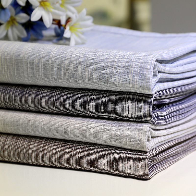 Minimalistyczny obrus w stylu japońskim z barwionej przędzy bawełnianej i lnianej, prosty, geometryczny, prostokątny, na stolik kawowy i do jadalni_voghion.com