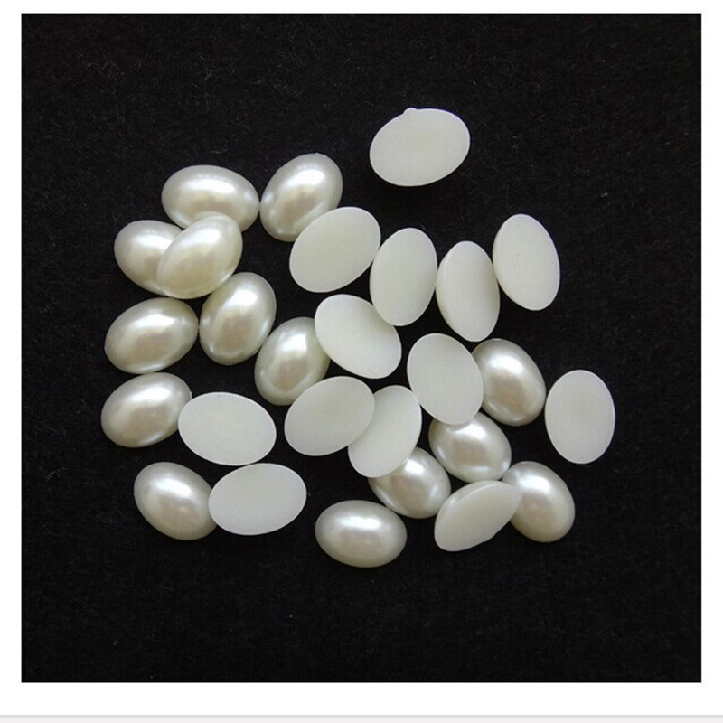 diy饰品配件批发平底半边ABS仿珍珠 椭圆形半面珍珠 厂家直销