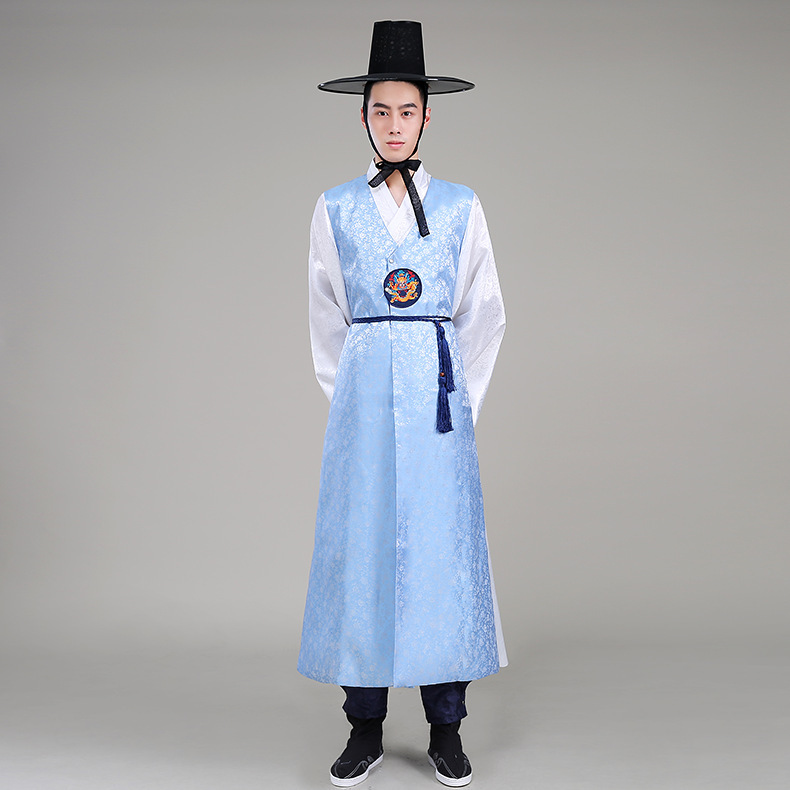 South Korea Hanbok Men's Traditional Court Costume Ancient Costume Long Robe Shirt Ethnic Minority Korean Portrait Performance Costume South Korea Hanbok Men's Traditional Court Costume Ancient Costume Long Robe Shirt Ethnic Minority Korean Portrait Performance Costume