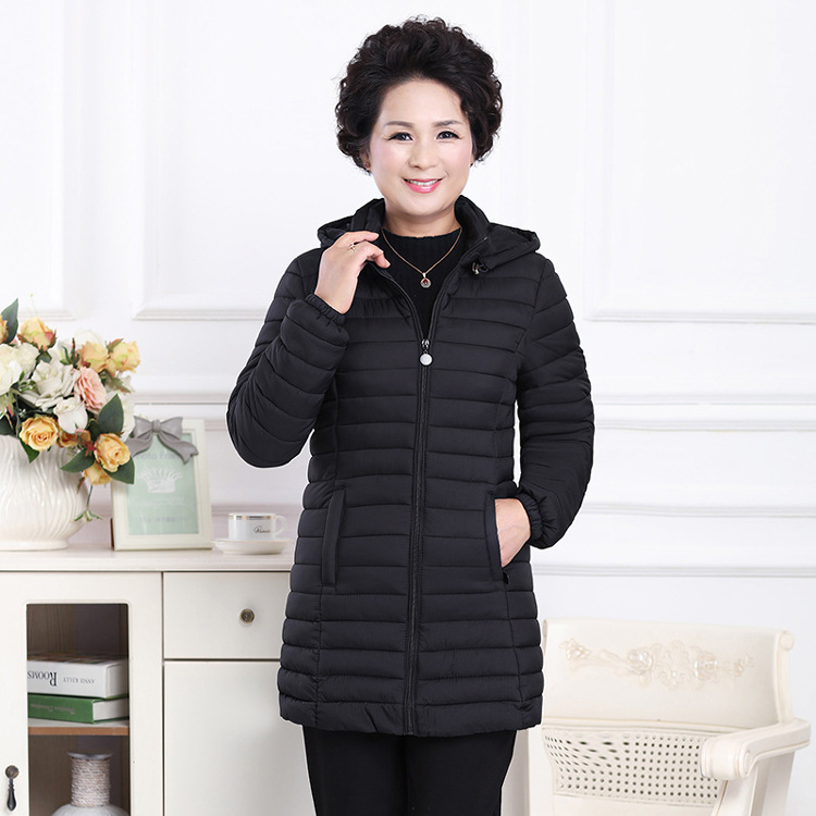 2025女士中长款脱卸帽棉服韩版修身显瘦羽绒棉袄时尚大码妈妈外套