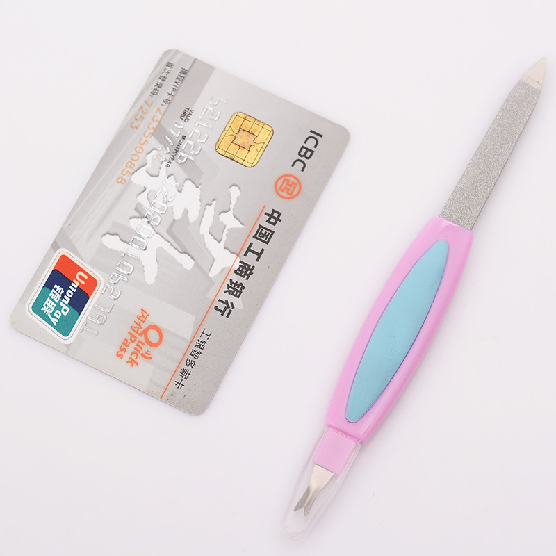 Manicura herramientas de uñas mango de plástico pelado de doble uso Archivo de manicura esmerilado Tenedor de piel muerta lima de uñas multifuncional