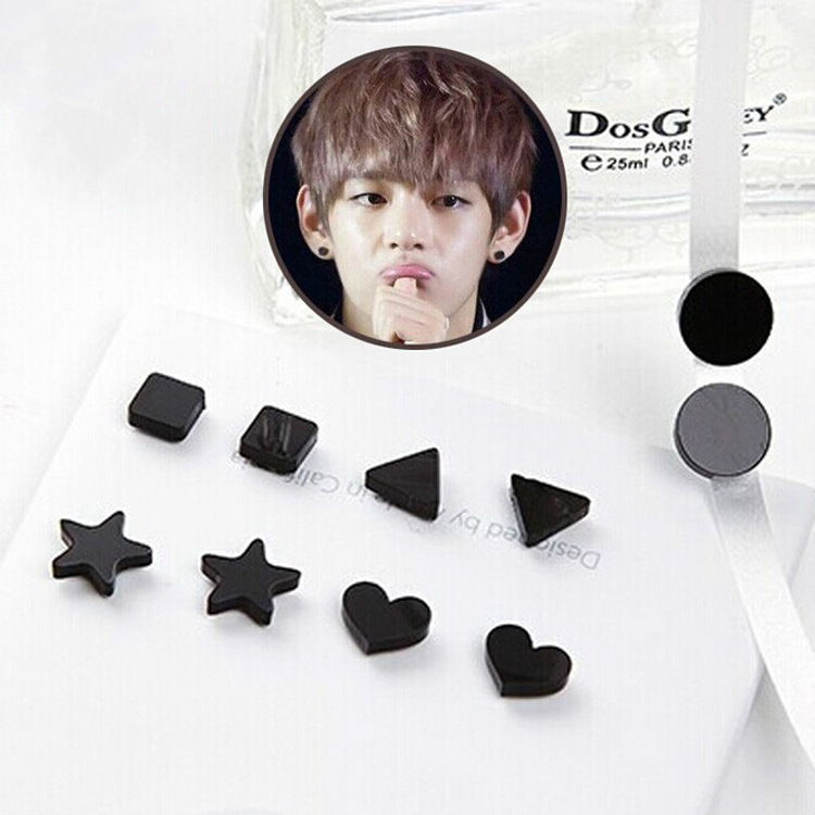 E1112 黑色耳饰磁铁耳钉无耳洞吸铁石耳钉韩国男女通用假耳夹耳环