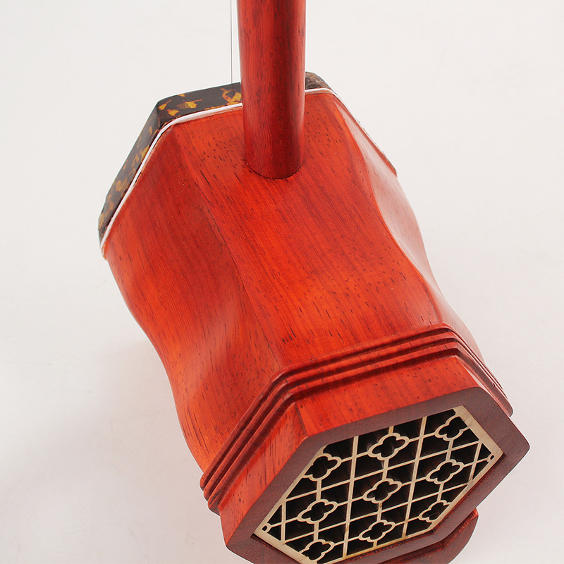Fábrica al por mayor de palo de rosa Erhu Python cuero Myanmar Rosewood rojo Rosewood Erhu instrumento musical de una sola pieza fabricante de entrega Erhu