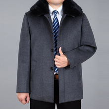 秋冬季中老年男士毛领翻领夹克多色可选斜插口袋简约休闲纯色外套