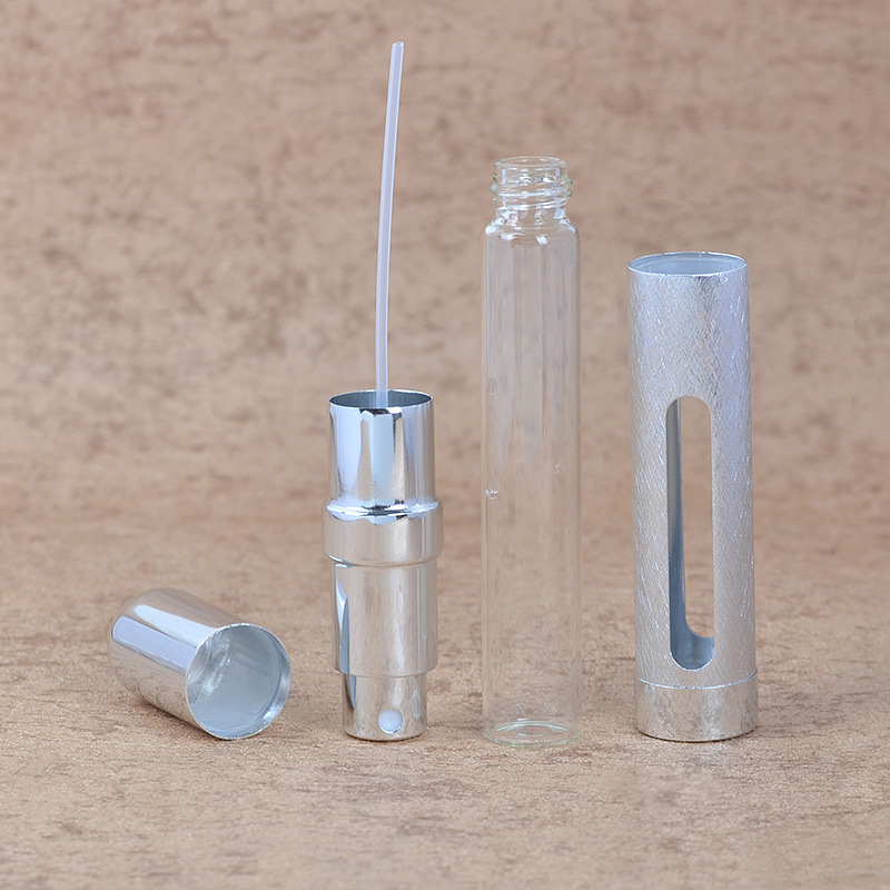 12ML botella de perfume de aluminio electroquímico ventana perfume botella de vidrio perfume portátil sub-botella de spray cosmético