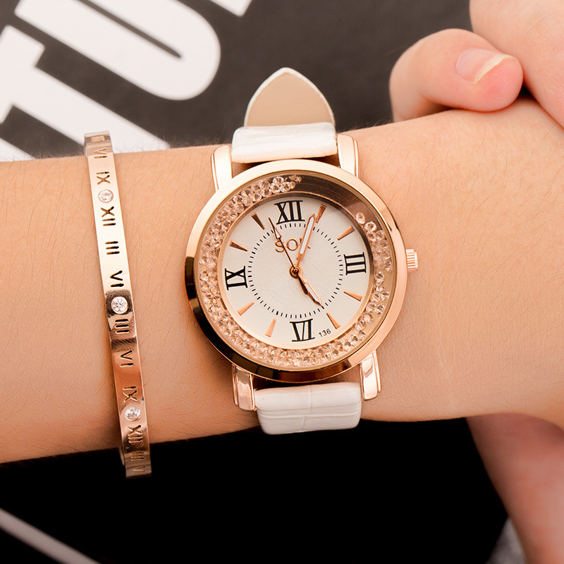 Watch Female Student Fashion Sports Trend Korean Style Simple Casual Fashion Rhinestone Women's Belt Waterproof Quartz Watch
